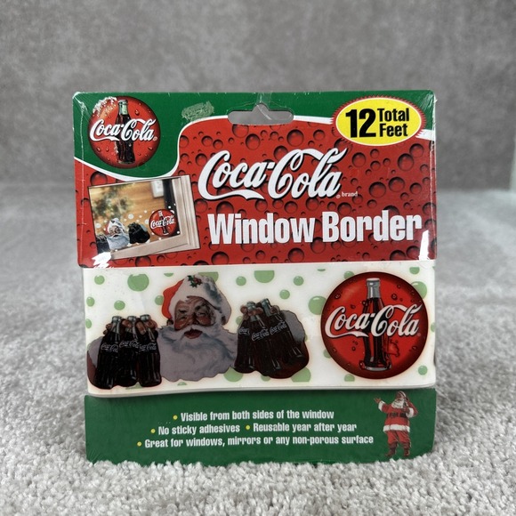 Coca Cola Other - Christmas Decor Santa Window Border Cling Coca Cola Vintage 1999 - 12' Long